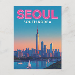 Seoul Skyline Travel Postcard