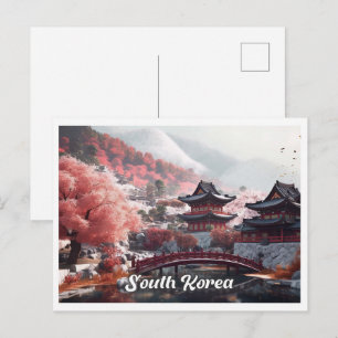Seoul South Korea Art Vintage Travel Illustration Postcard