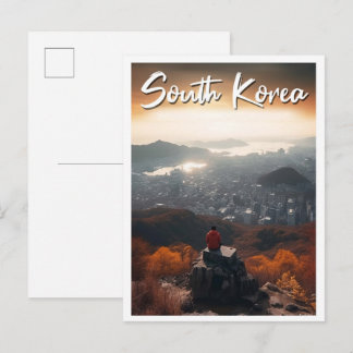 Seoul South Korea Art Vintage Travel Illustration Postcard