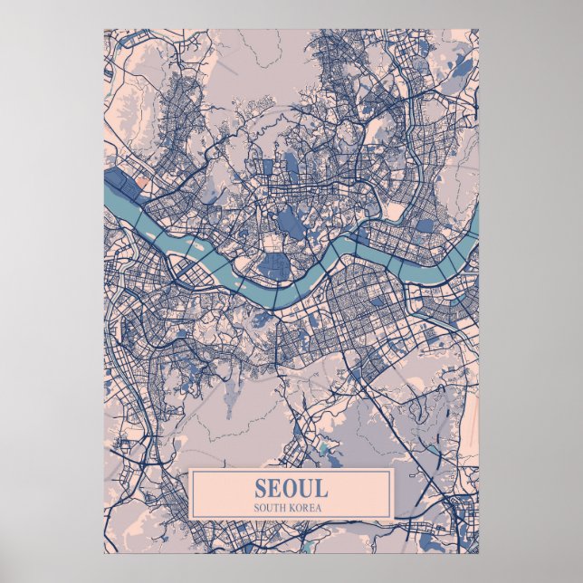 Seoul - South Korea Breezy City Map  Poster (Front)