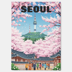Seoul South Korea Cherry Blossoms Magnet