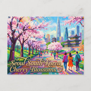 Seoul South Korea Cherry Blossoms Postcard