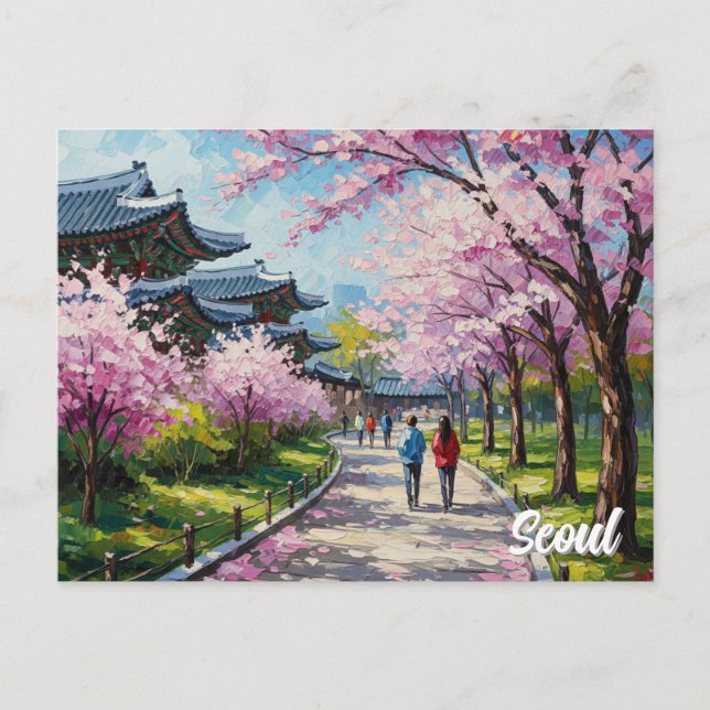 Seoul South Korea Cherry Blossoms Postcard (Front)