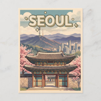 Seoul South Korea – Cherry Blossoms & Skyline Postcard