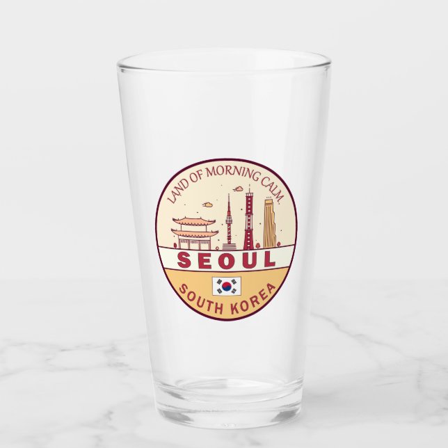 Seoul South Korea City Skyline Emblem Glass (Front)