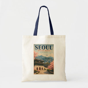 Seoul South Korea Illustration Travel Art Vintage Tote Bag