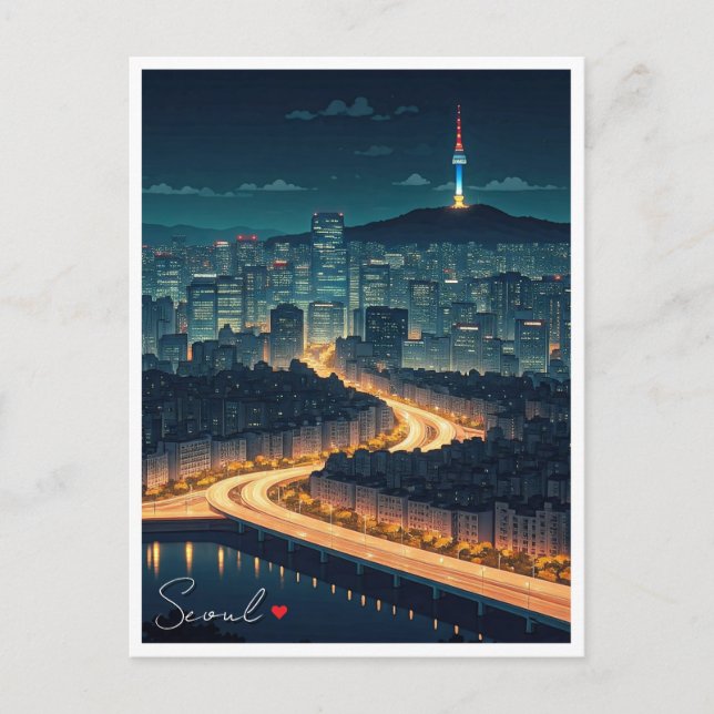 Seoul South Korea Night view Postcard (Front)