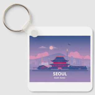 Seoul South Korea Pastel Travel Design Keychain