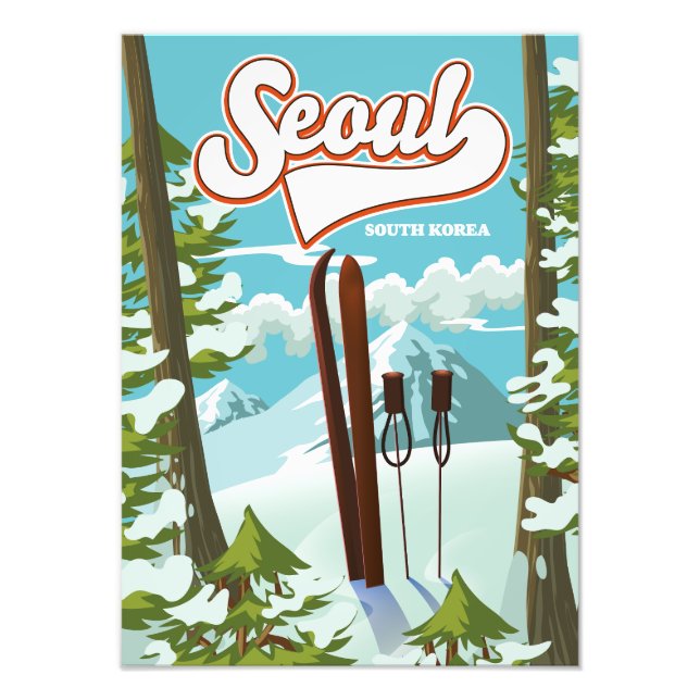 Seoul South Korea ski travel poster (Front)