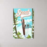 Seoul South Korea ski travel poster