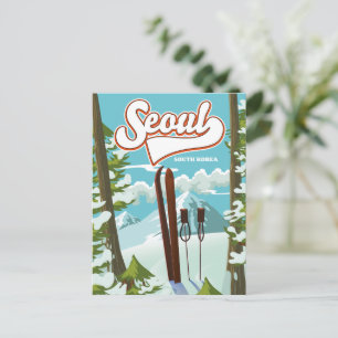 Seoul South Korea ski travel poster Postcard