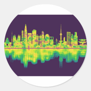 Seoul South Korea Skyline Classic Round Sticker