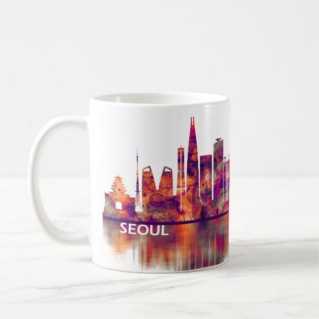 Seoul South Korea Skyline Coffee Mug (Left)