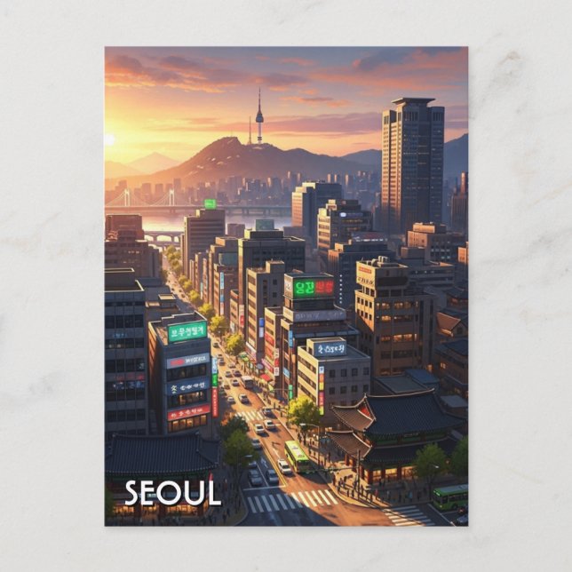 Seoul South Korea Sunset Postcard (Front)