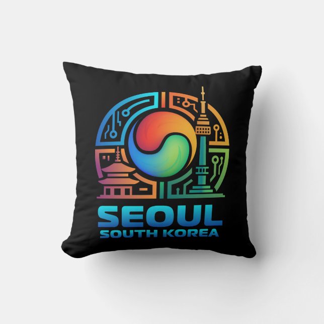 Seoul South Korea Throw Pillow (Front)