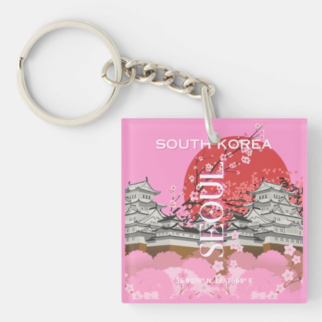 Seoul South Korea Travel Art Keychain (Front)