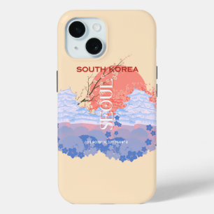 Seoul South Korea Travel Art, Pastel iPhone 15 Case