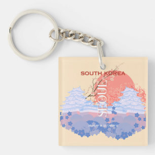 Seoul South Korea Travel Art, Pastel Keychain