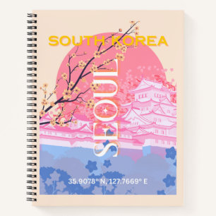 Seoul South Korea Travel Art, Pastel Notebook