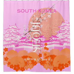 Seoul South Korea Travel Art, Pink