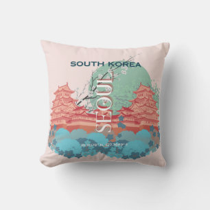 Seoul South Korea Travel Art Throw Pillow