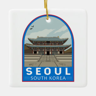 Seoul South Korea Travel Art Vintage Ceramic Ornament