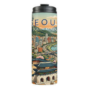 Seoul South Korea Travel Art Vintage Thermal Tumbler