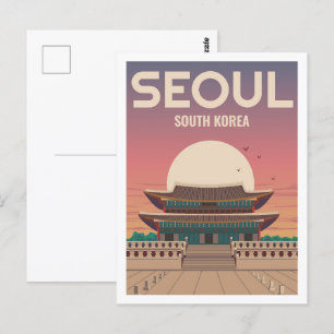 Seoul South Korea Travel Place Illustration Postcard