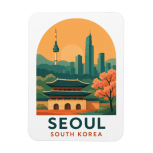 Seoul South Korea – Vintage Travel Art Minimalist Magnet