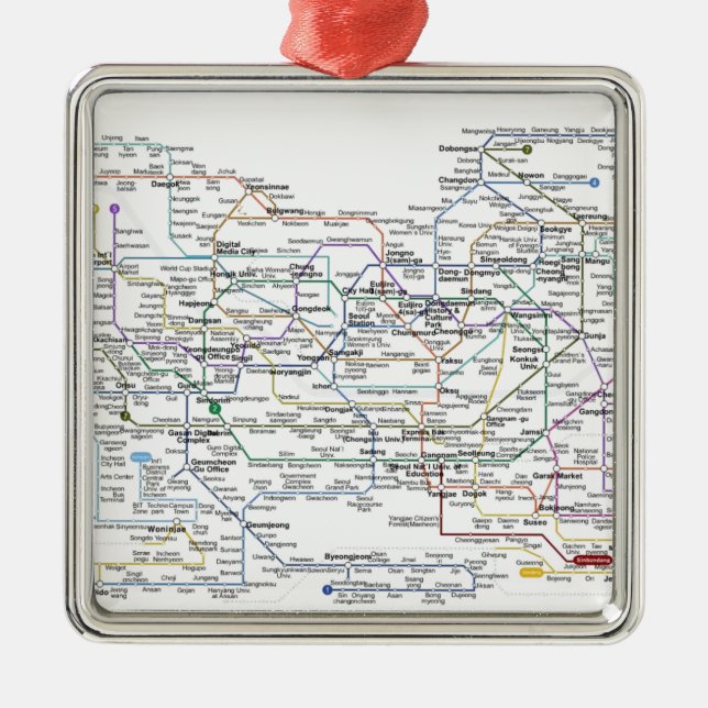 Seoul Subway Map Metal Ornament (Front)