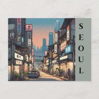 Seoul Vintage South Korea Travel asian Cityscape  Postcard