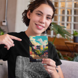 Seoul's Ancient Charm Under a Vivid Sky Postcard