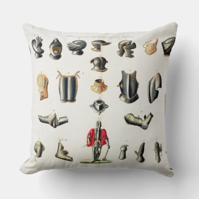 Separate Pieces of a Knight's Armour, plate 15 fro Throw Pillow (Front)