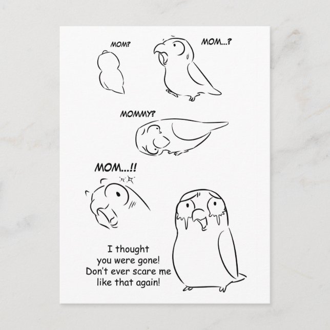 Separation anxiety on pet birds postcard (Front)