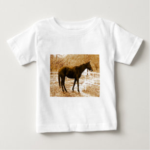 Sephia Pop Art Horse Baby T-Shirt