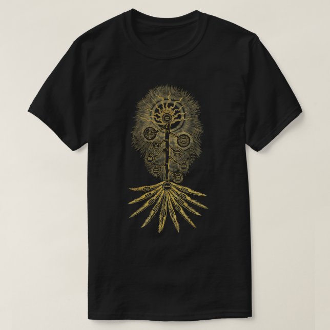 Sephirotic Tree Vintage Gold T-Shirt (Design Front)
