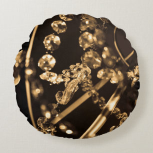 Sepia Abstract Crystal Chandelier  Round Pillow