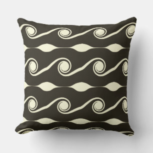 Sepia Abstract Life Waves Throw Pillow