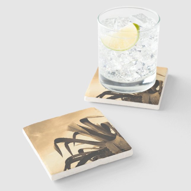 Sepia Aloe Plant Photograph  Stone Coaster (Side)
