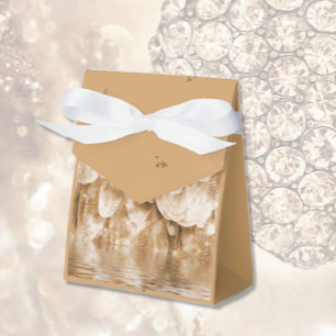 Sepia Angel Wing and Specks of Gold Favor Box