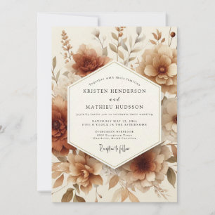 Sepia Antique Floral Wedding Invitation