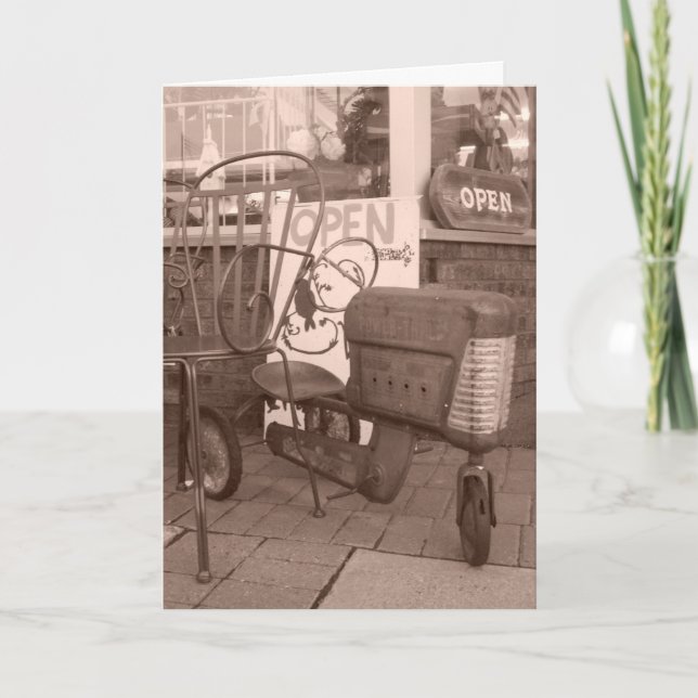 "Sepia Antique Toy Tractor" Birthday Card (Front)