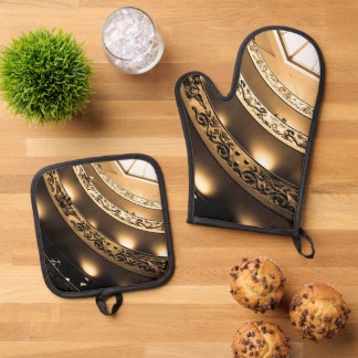 Sepia Architecture Oven Mitt & Pot Holder Set