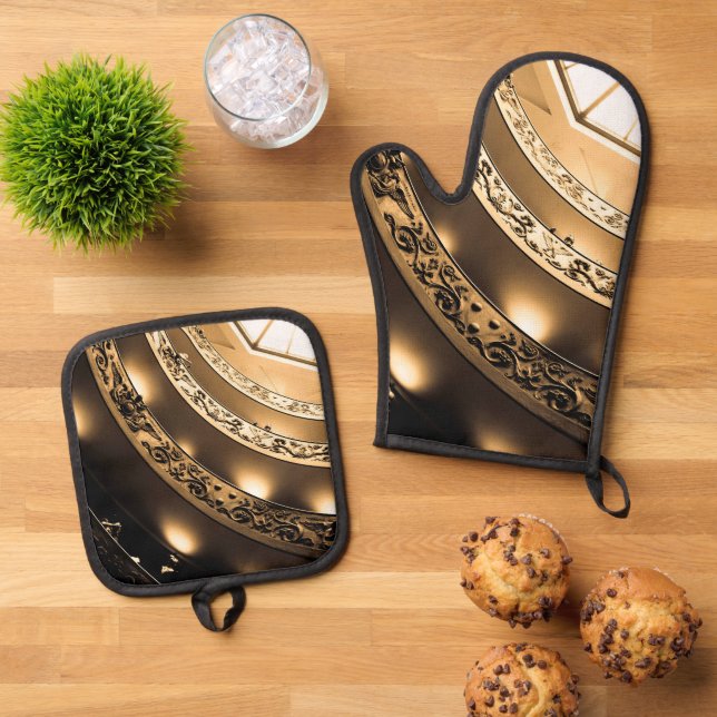 Sepia Architecture Oven Mitt & Pot Holder Set (Top Down)