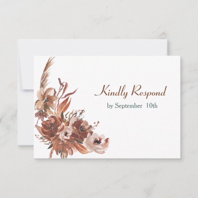 Sepia Automne Floral Wedding RSVP (Devant)
