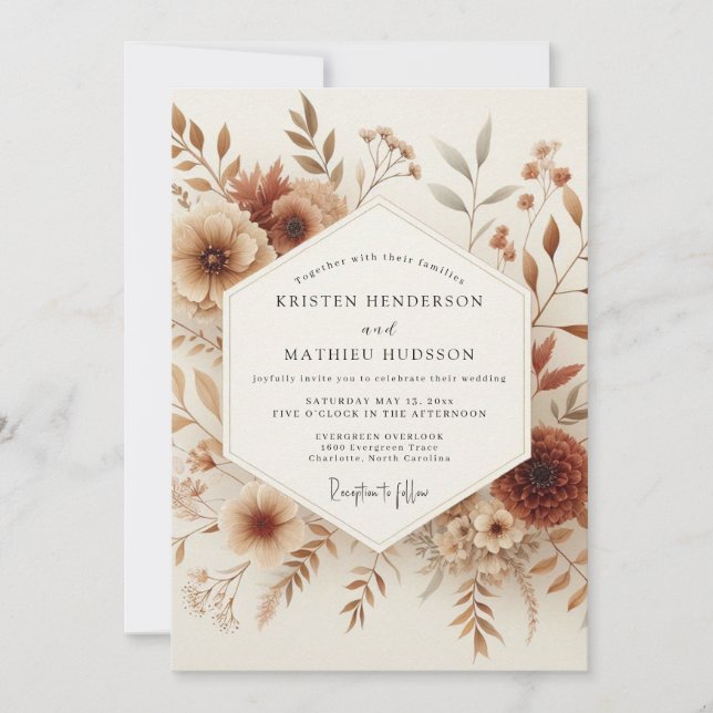Sepia Autumnal Meadow Wedding Invitation (Front)