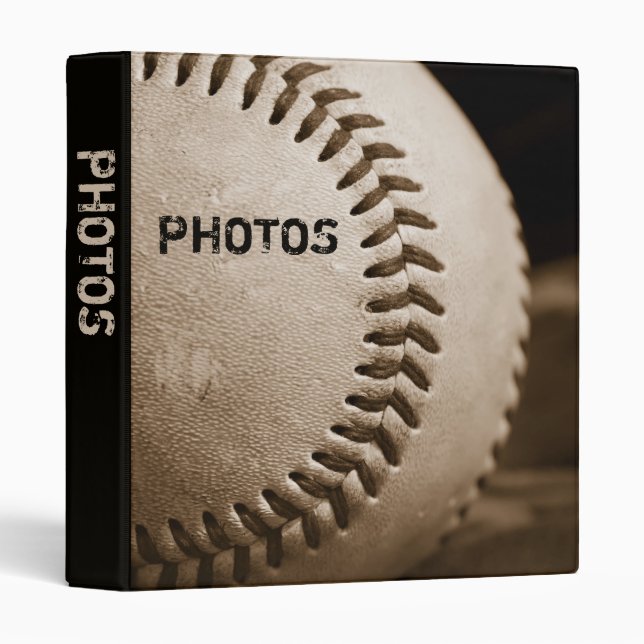 Sepia Baseball 1" Photo Album Binder (Front/Spine)