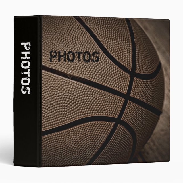Sepia Basketball 1.5" Photo Album Binder (Front/Spine)
