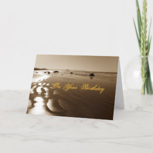 Sepia Beach Birthday Card