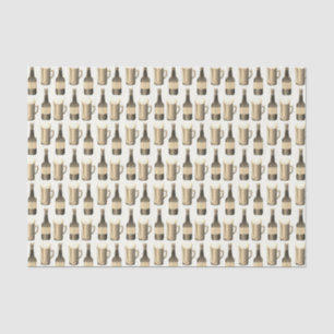 Sepia Beer Bottles and Glass Pattern Tissue Paper
